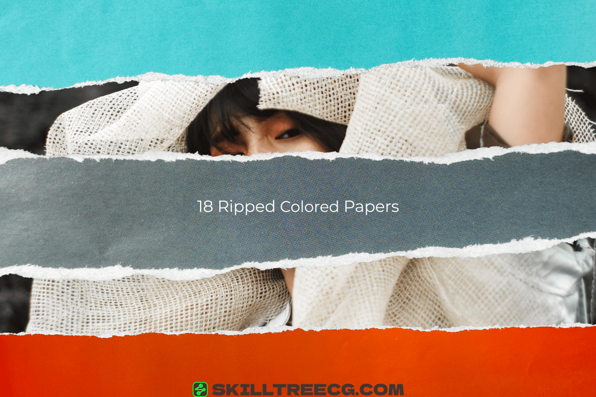 18 Ripped Colored Paper Overlays（052573）-技能树